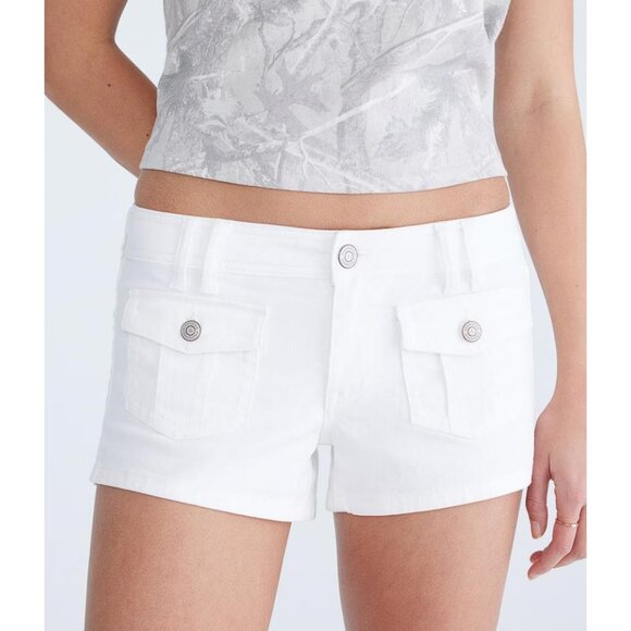 AEROPOSTALE Women's Low-Rise Denim Midi Shorts Size 6 In Bleach - Picture 1 of 12